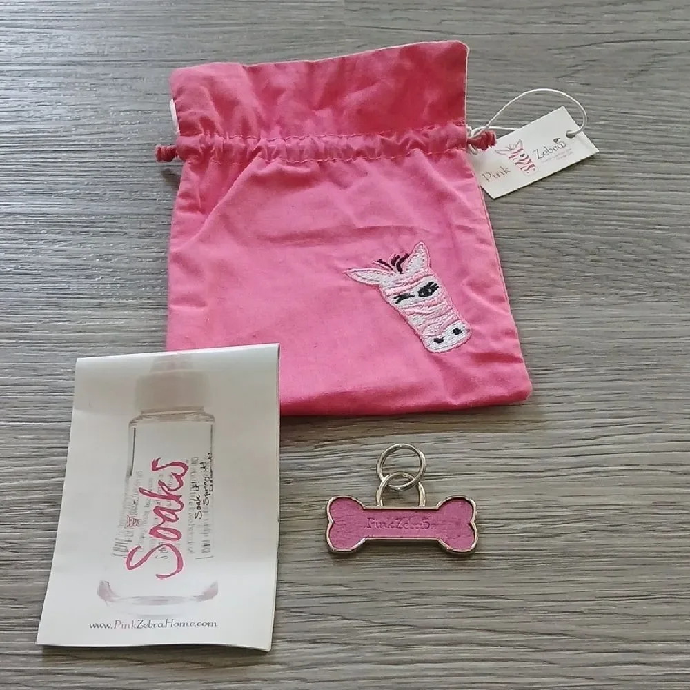 Pink Zebra Just Soak it Engravable Dog Tag in Pink NEW
